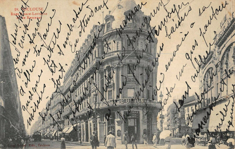 Carte postale ancienne Toulouse Rue Alsace Lorraine Et Le Remusat à Toulouse