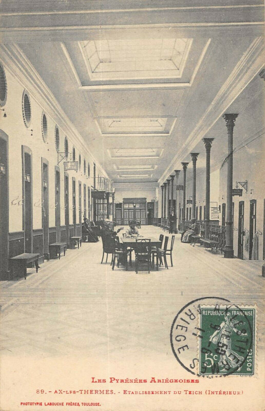 Carte postale ancienne Ax Les Thermes Etablissement Du Teich Interieur à Ax-les-Thermes