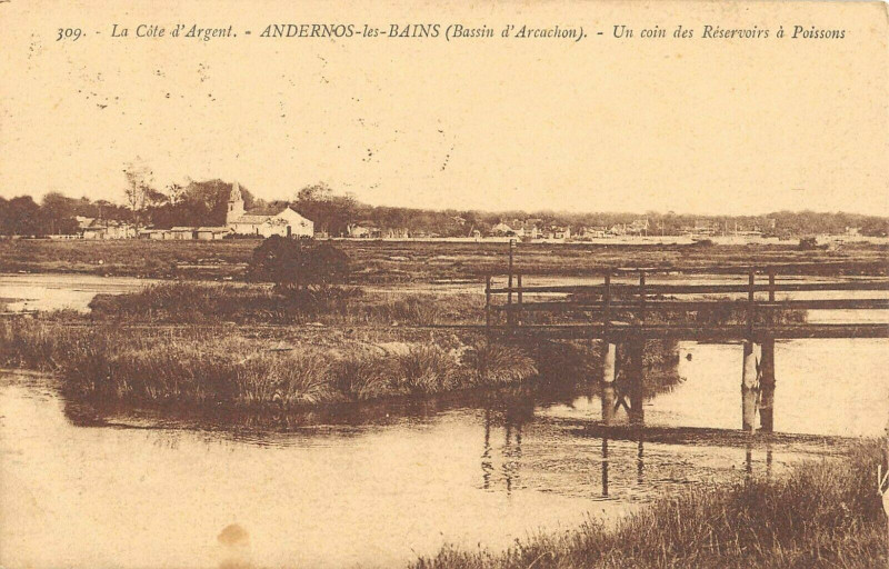 Carte postale ancienne Andernos Les Bains Un Coin Des Reservoirs A Poissons à Andernos-les-Bains