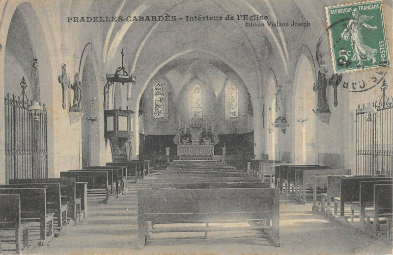 Carte postale ancienne Pradelles Cabardes Interieur Eglise