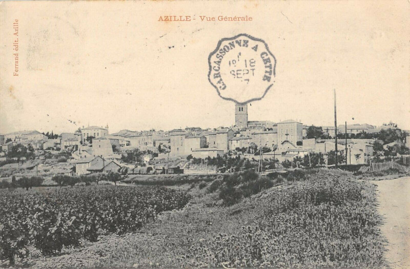 Carte postale ancienne Azille Vue Generale à Azille