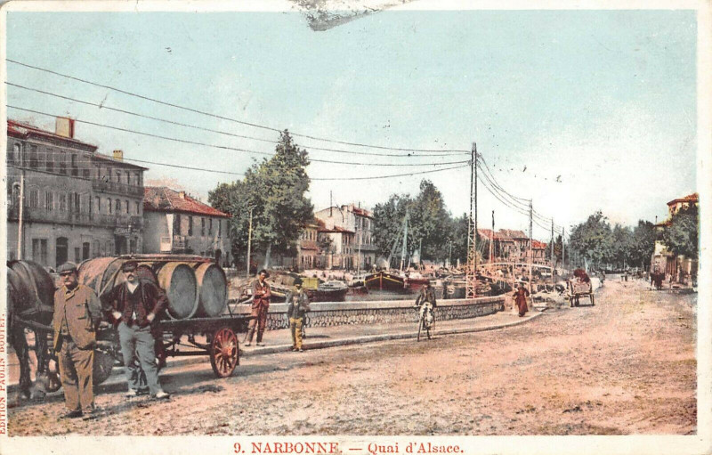 Carte postale ancienne Narbonne Quai D'Alsace à Narbonne
