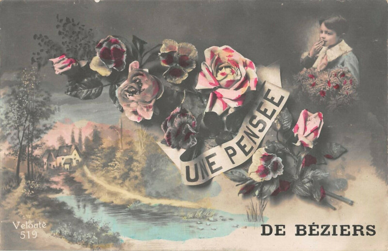 Carte postale ancienne Une Pensee De Beziers