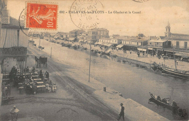 Carte postale ancienne Palavas Les Flots Le Glacier Et Le Canal à Palavas-les-Flots