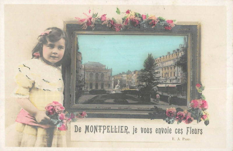 Carte postale ancienne De Montpellier Je Vous Envoie Ces Fleurs à Montpellier
