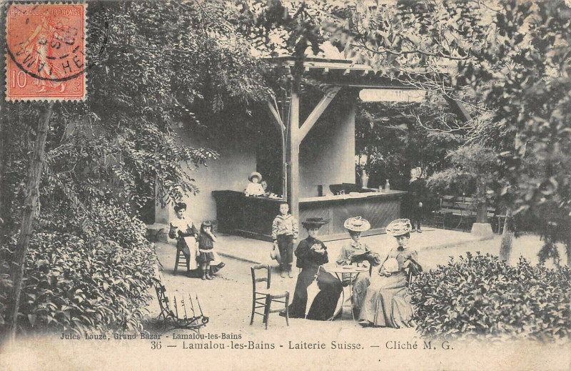 Carte postale ancienne Lamalou Les Bains Laiterie Suisse à Lamalou-les-Bains