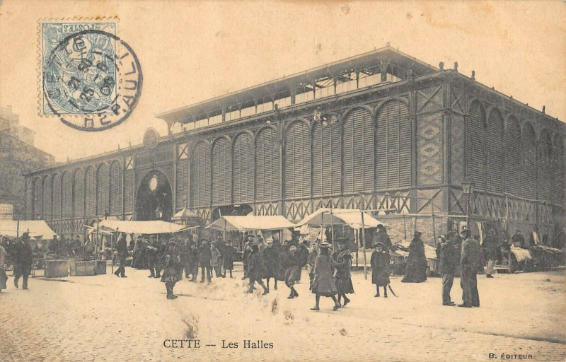 Carte postale ancienne Cette Les Halles