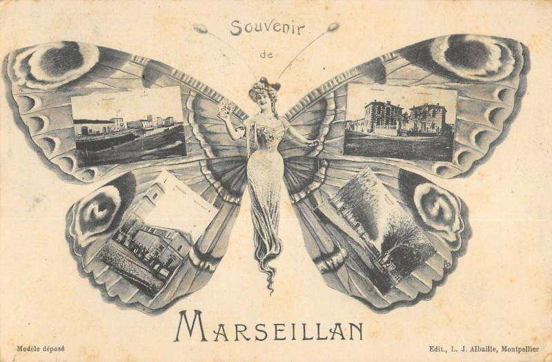 Carte postale ancienne Souvenir De Marseillan à Marseillan