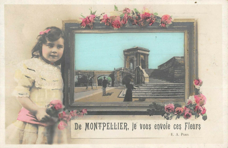 Carte postale ancienne De Montpellier Je Vous Envoie Ces Fleurs à Montpellier