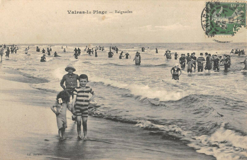 Carte postale ancienne Valras La Plage Baignades