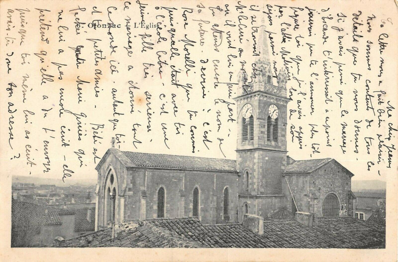 Carte postale ancienne Olonzac Eglise à Olonzac