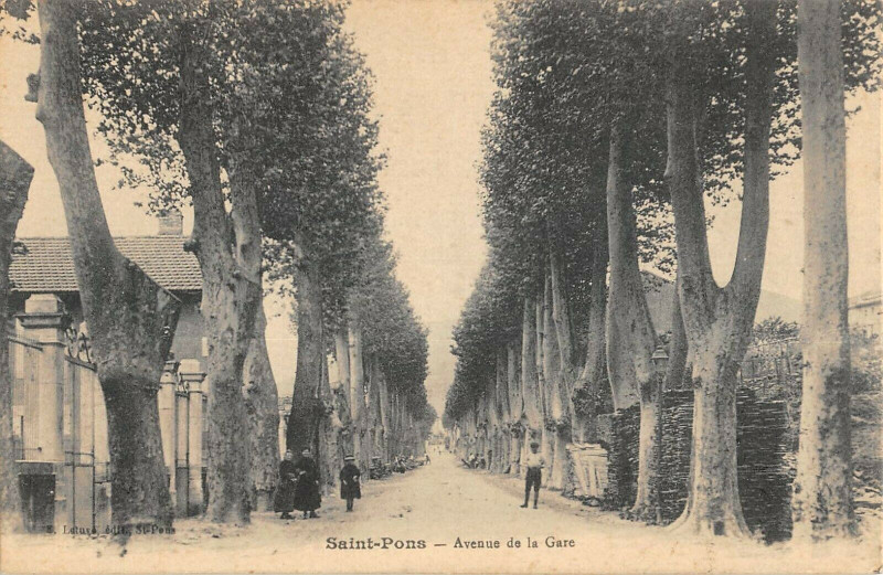 Carte postale ancienne Saint Pons Avenue De La Gare