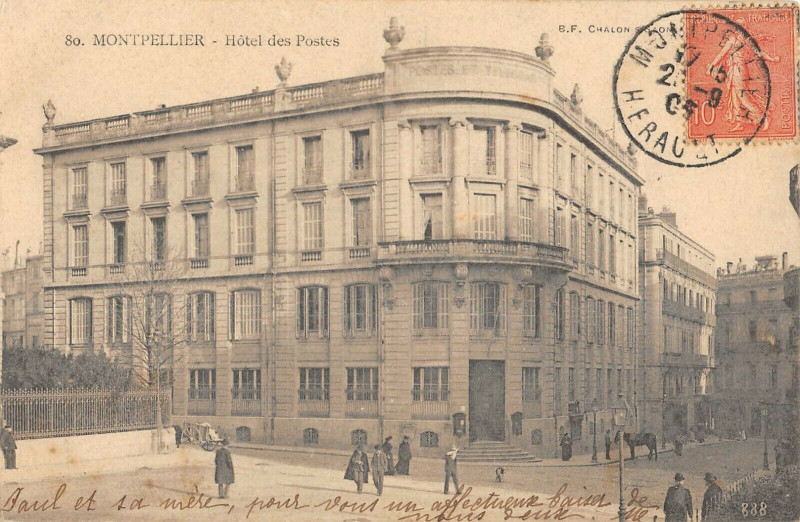 Carte postale ancienne Montpellier Hotel Des Postes à Montpellier