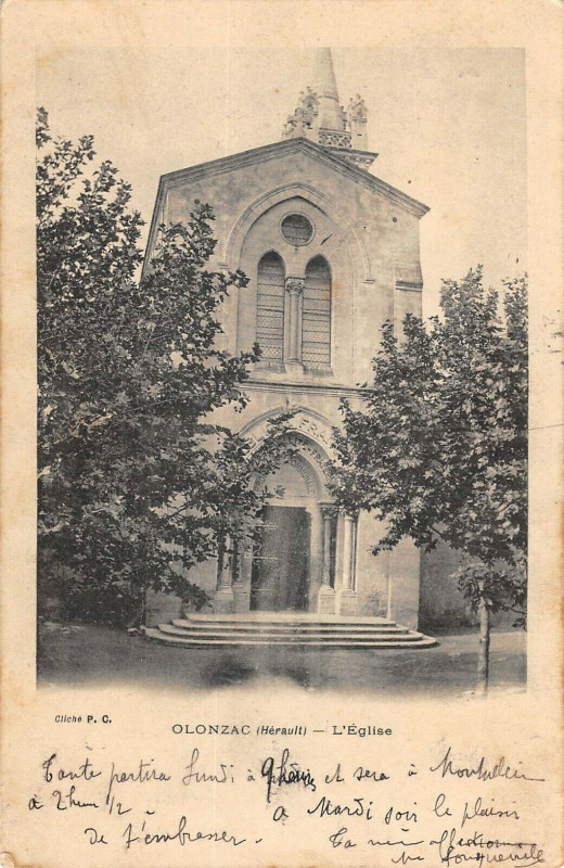 Carte postale ancienne Olonzac L'Eglise à Olonzac