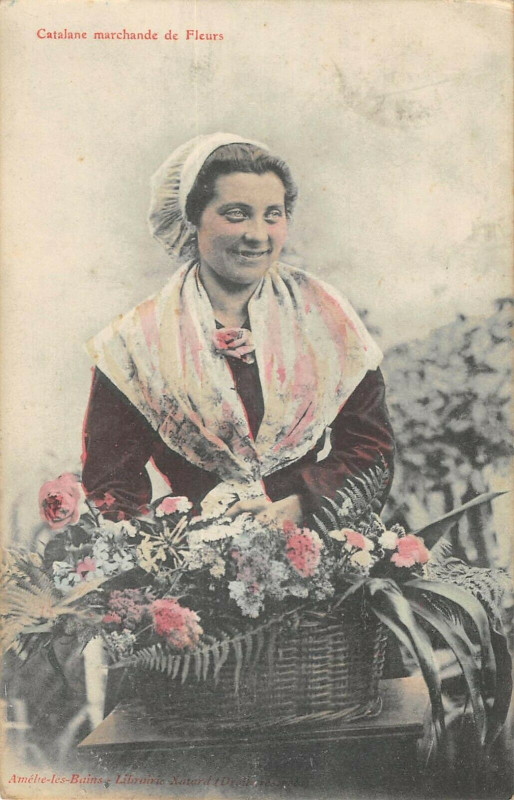 Carte postale ancienne Catalane Marchande De Fleurs à Ur
