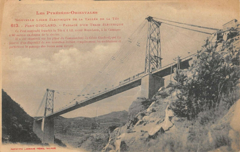 Carte postale ancienne Pont Gisclard Passage D'Un Train Electrique à Passa