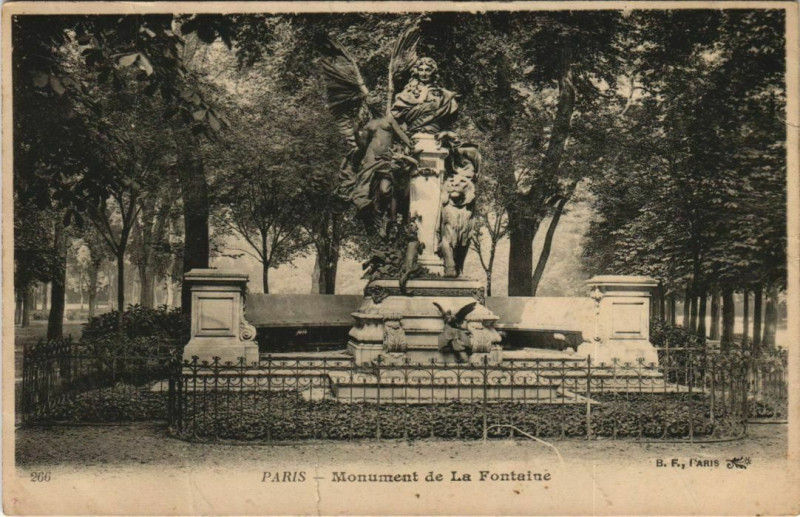 Carte postale ancienne Monument de La Fontaine à Paris 16e