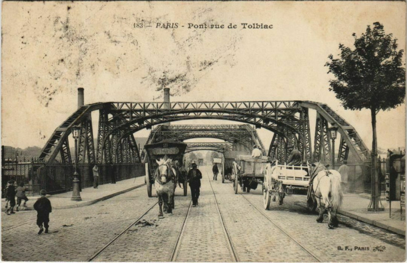 Carte postale ancienne Pont rue de Tolbiac à Paris 13e