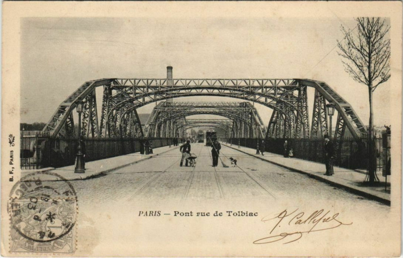 Carte postale ancienne Pont rue de Tolbiac à Paris 13e