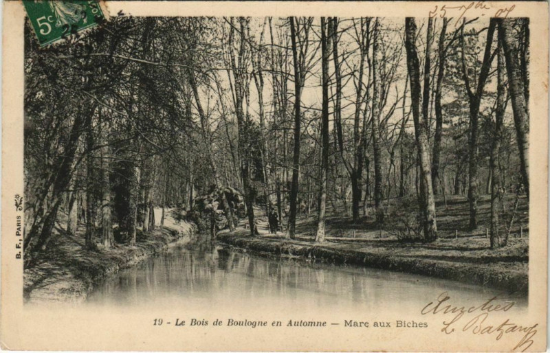 Carte postale ancienne Le Bois de Boulogne en Automne - Mare aux Biches à Paris 16e
