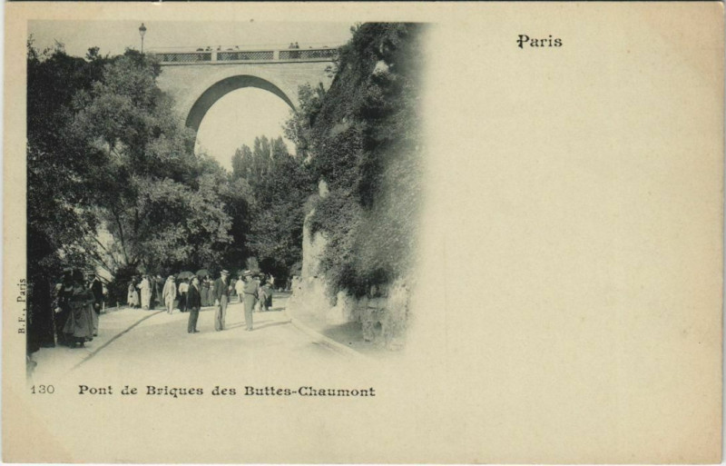 Carte postale ancienne Pont de Briques des Buttes-Chaumont à Paris 19e