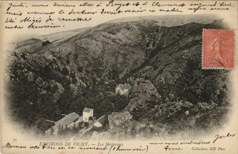 Carte postale ancienne Vichy Environs - Les Malavaux à Vaux
