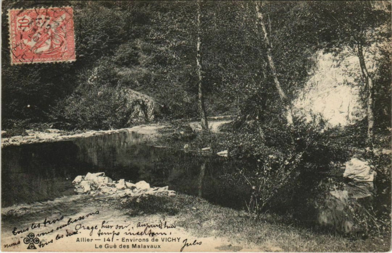 Carte postale ancienne Vichy Environs - Le Gue des Malavaux à Vaux