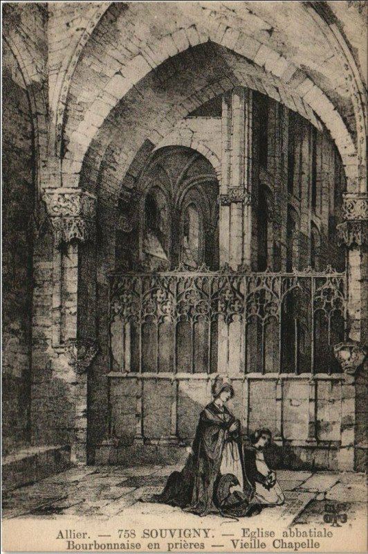 Carte postale ancienne Souvigny Eglise Abbatiale - Bourbonnaise en Prieres à Souvigny