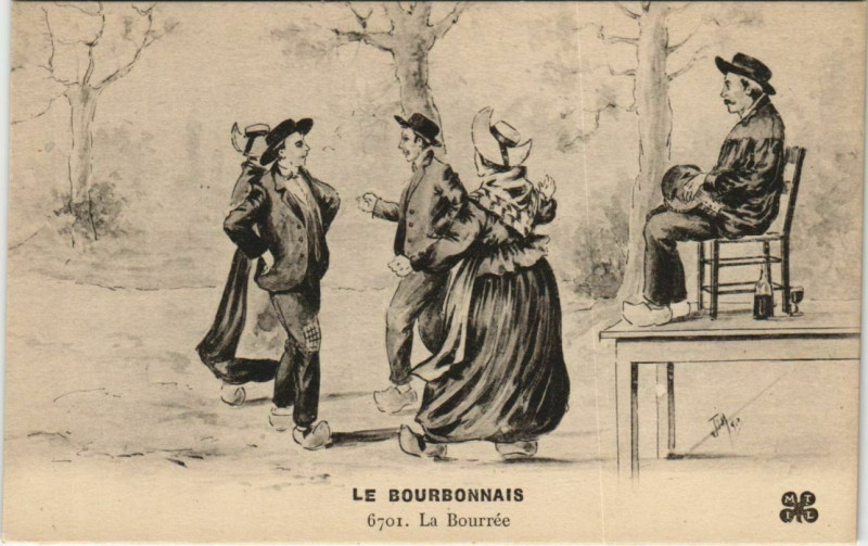 Carte postale ancienne Le Bourbonnais - La Bourree - Folklore