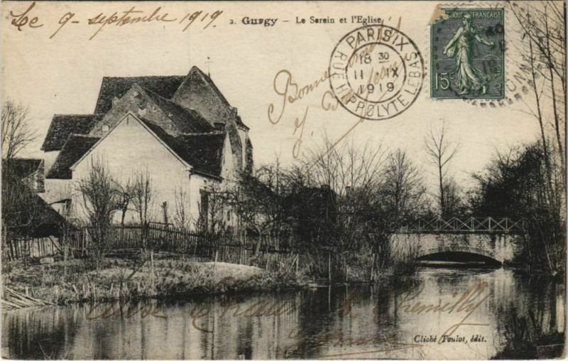 Carte postale ancienne Gurgy Le Serein et l'Eglise France à Gurgy