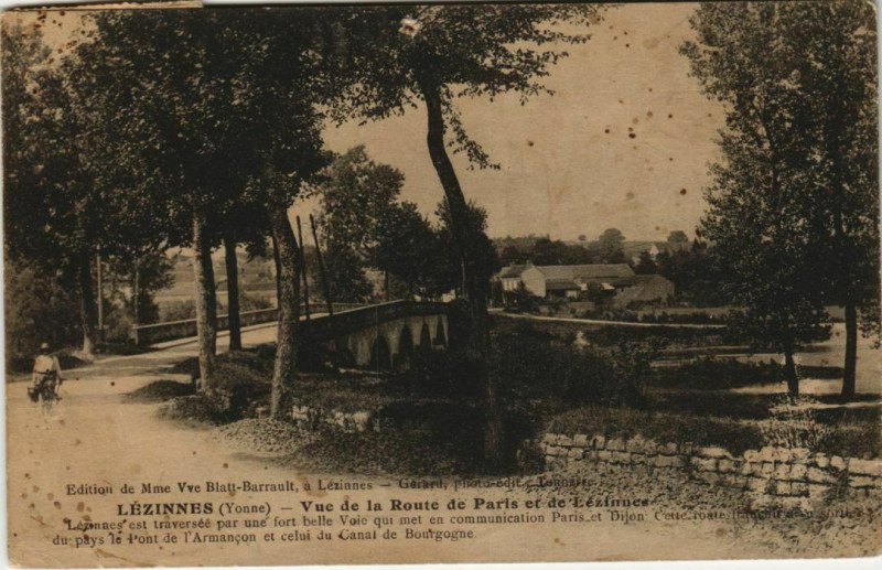 Carte postale ancienne Lezinnes Vue de la Route de Paris France