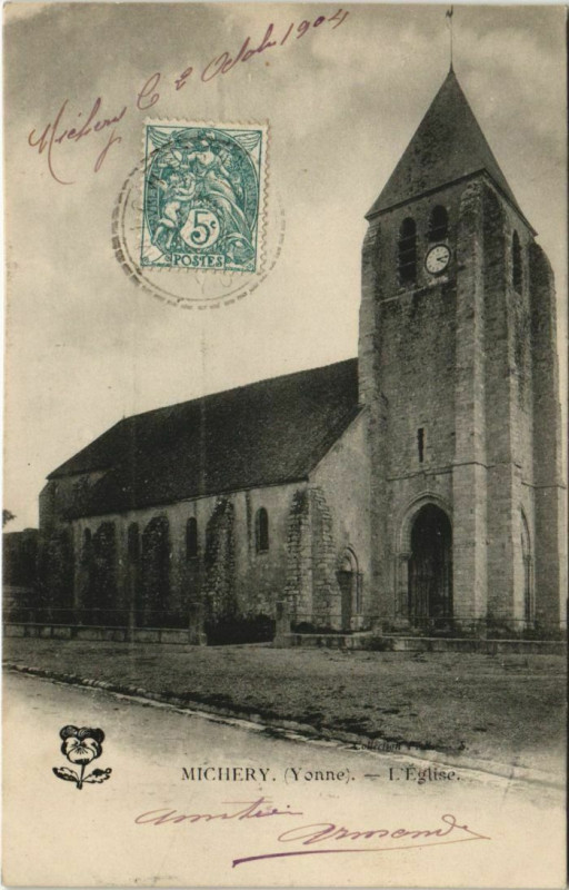 Carte postale ancienne Michery L'Eglise France à Michery