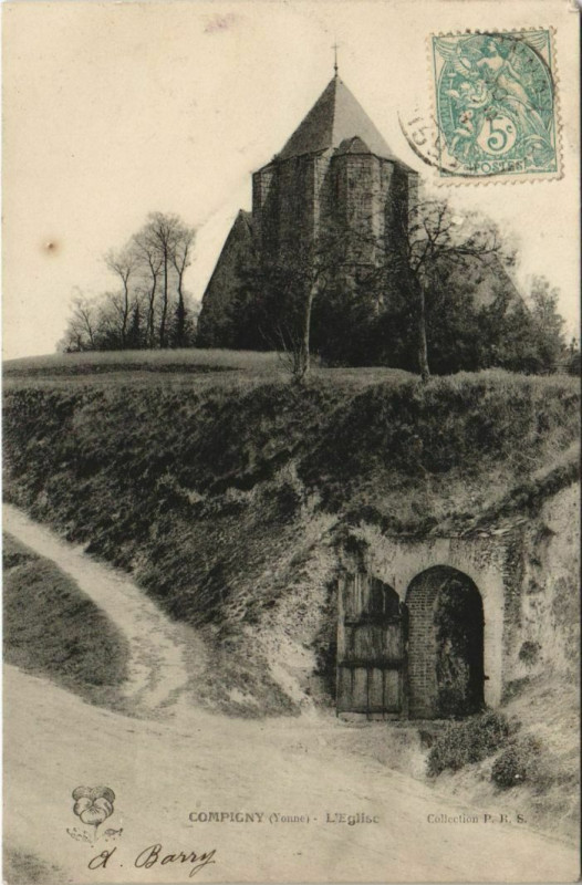 Carte postale ancienne Compigny L'Eglise France à Compigny