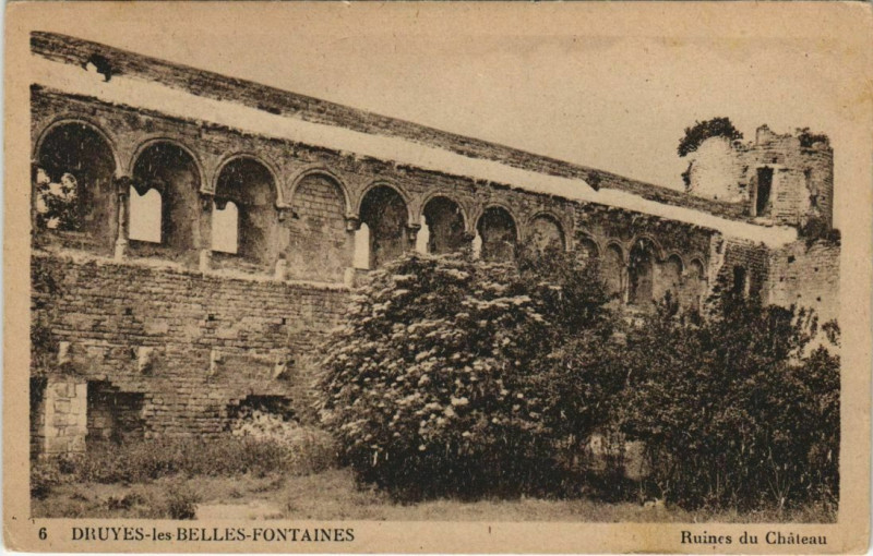 Carte postale ancienne Druyes les Belles-Fontaines Ruines du Chateau France à Druyes-les-Belles-Fontaines