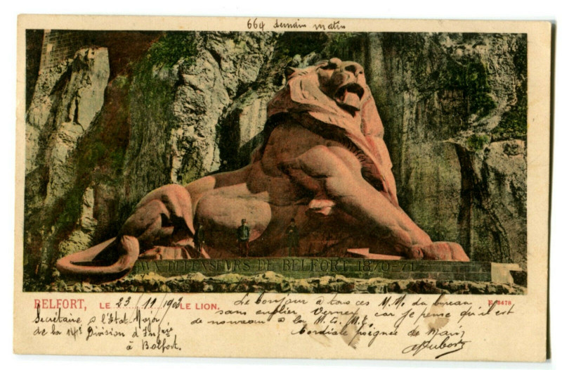 Carte postale ancienne Territoire-de-Belfort Belfort Le Lion à Belfort