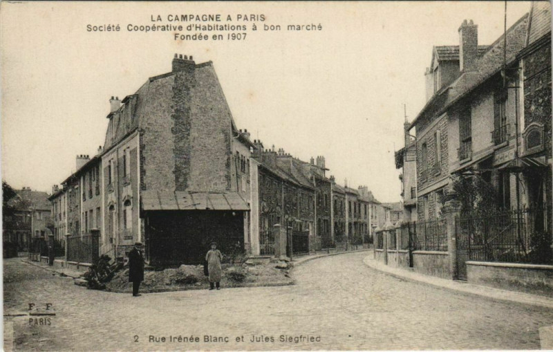 Carte postale ancienne Rue Irénée Blanc et Jules Siegfried à Paris 20e