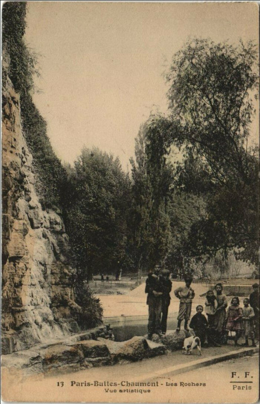 Carte postale ancienne Buttes-Chaumont - Les Rochers à Paris 19e
