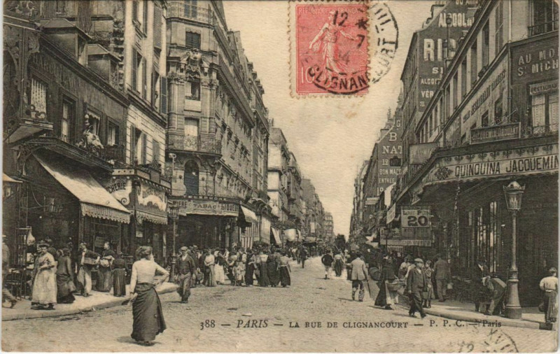 Carte postale ancienne La rue de Clignancourt à Paris 18e