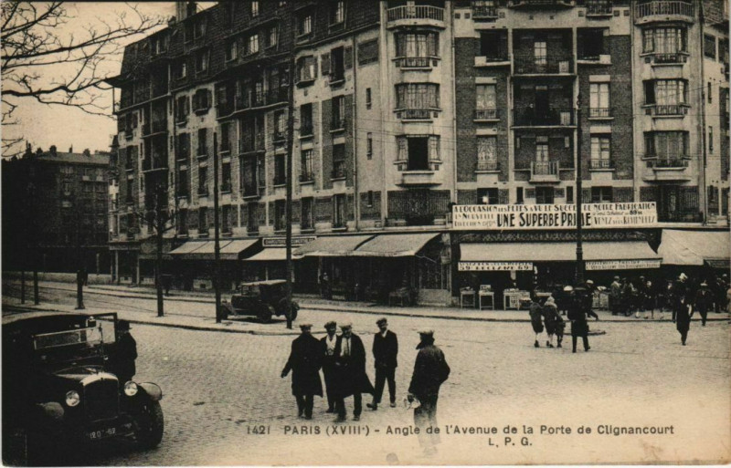 Carte postale ancienne Angle de l'Avenue de la Porte de Clignancourt à Paris 18e
