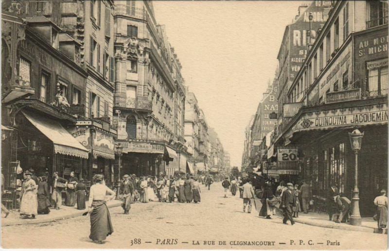 Carte postale ancienne La rue de Clignancourt à Paris 18e