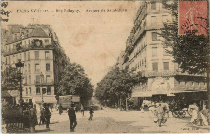 Carte postale ancienne Rue Balagny - Avenue de Saint-Ouen à Paris 18e
