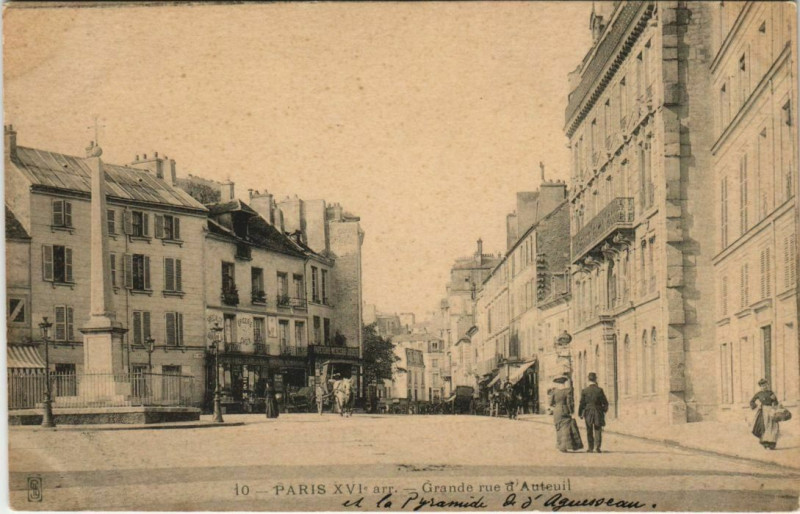 Carte postale ancienne Grande rue d'Auteuil à Paris 16e