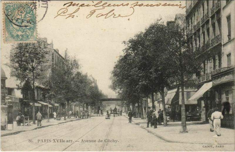 Carte postale ancienne Avenue de Clichy à Paris 17e