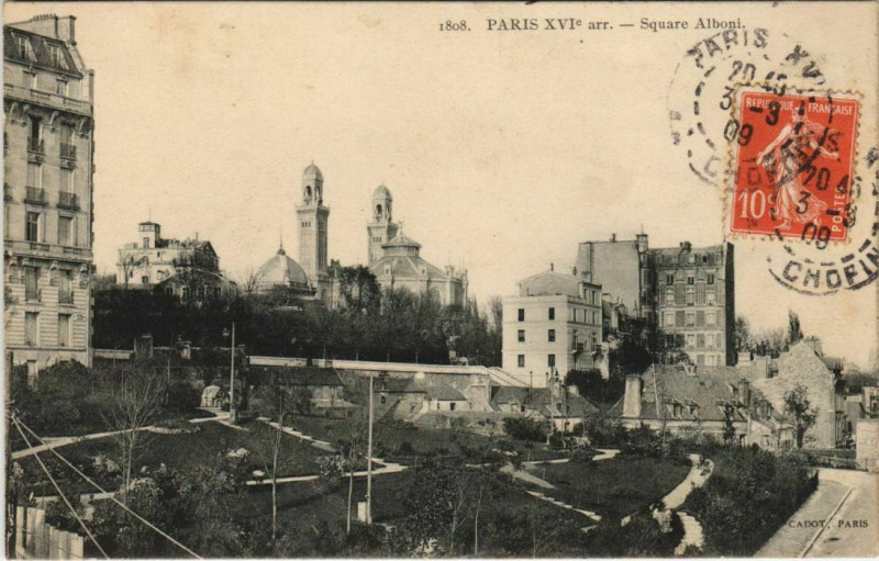 Carte postale ancienne Square Alboni à Paris 16e