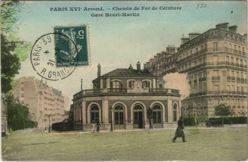 Carte postale ancienne Chemin de Fer de Ceinture - Gare Henri-Martin à Paris 16e