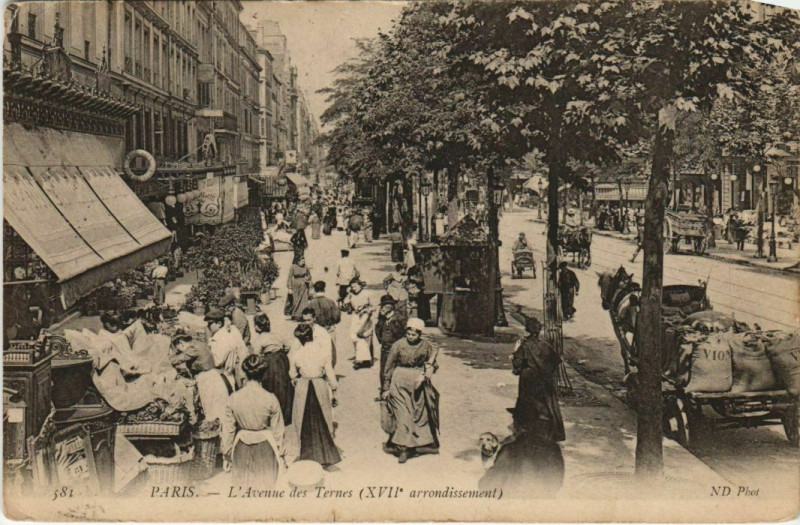 Carte postale ancienne L'Avenue des Ternes à Paris 17e
