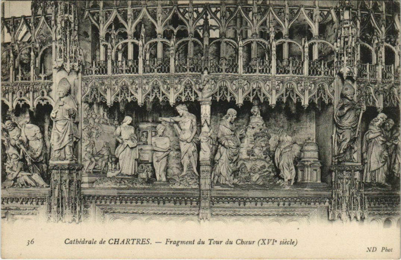 Carte postale ancienne Chartres Cathedrale - Fragment du Tour du Choeur à Chartres