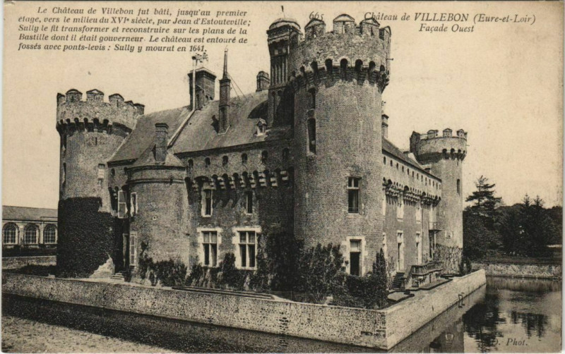 Carte postale ancienne Villebon Chateau - Facade Ouest à Villebon