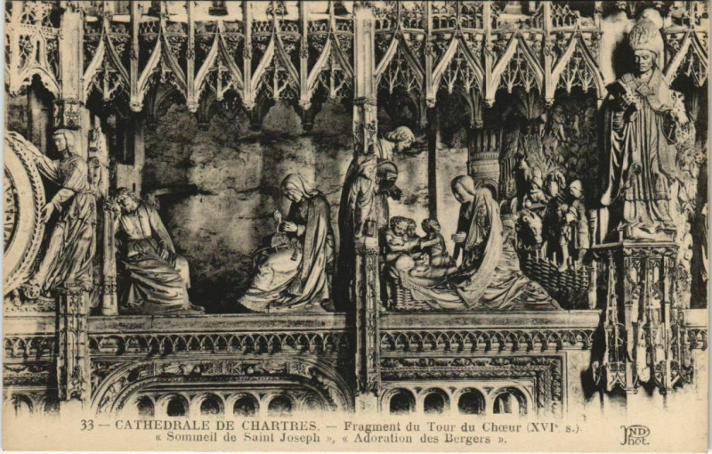 Carte postale ancienne Chartres Cathedrale - Fragment du Tour du Choeur à Chartres