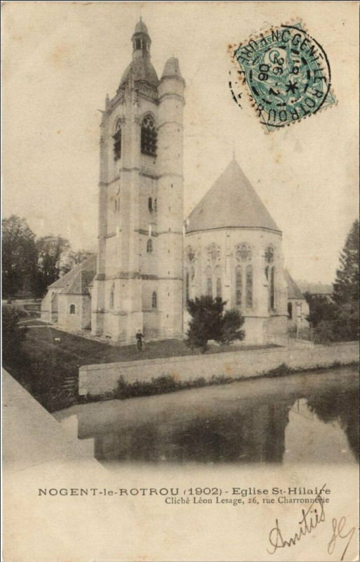 Carte postale ancienne Nogent-le-Rotrou Eglise Saint-Hilaire à Nogent-le-Rotrou